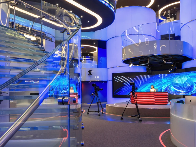 Phoenix TV studio with prompter-equipped cameras facing the anchor desk